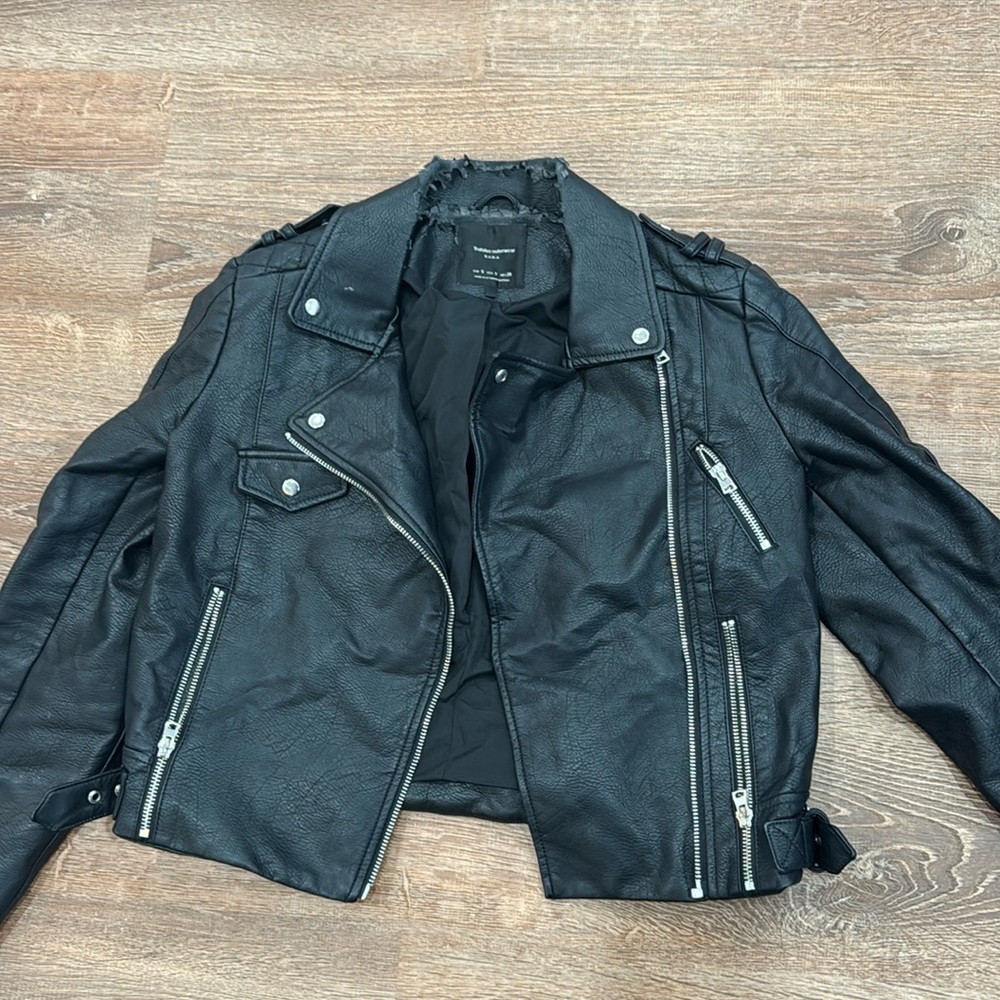 Zara black leather jacket
